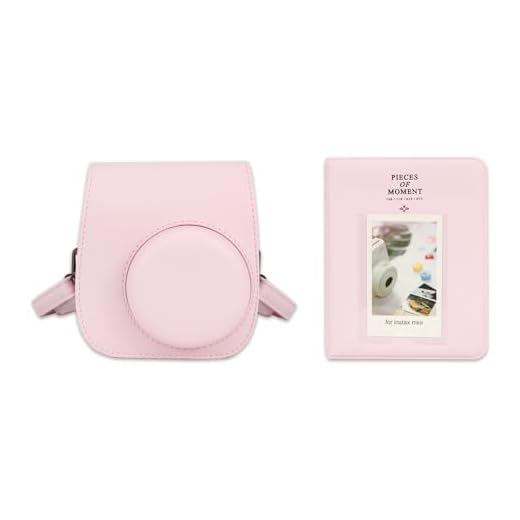 Frankmate Mini 12 Accessories Kit Compatible with Fujifilm Instax Mini 12 11 9 8 Camera with Adjustable Shoulder Strap and 64 Pocket Photo Album (Blossom Pink)