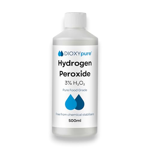 Peroxyde d'hydrogène de qualité alimentaire 3% - 500 ml - H2O2 - Eau oxygénée - Sans stabilisateurs ni additifs - Nettoyant naturel multi-usage - Bouchon sécurité...