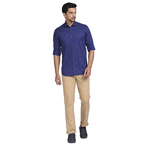 Image of Colorplus Men's Pure Cotton Print Pattern Tailored Fit Spread Collar Full Sleeve Casual Shirt