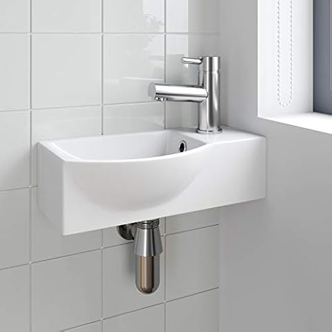 Ceramica Wall Hung Corner Basin Modern White Cover