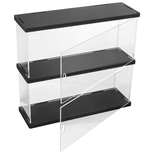 iplusmile Vitrina de Exhibición de Acrílico Negro Doble Capa para Figuras y Coleccionables, Caja Transparente de Gran Capacidad para Almacenamiento y Protección