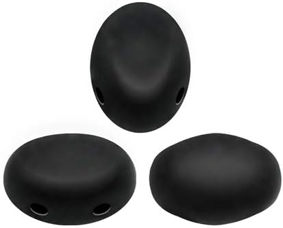 50pcs Samos par Puca Beads, 2 agujeros, 0.197x0.276x0.122 in, Jet Mat