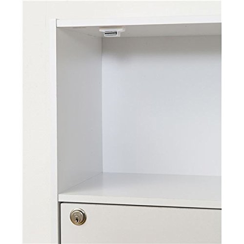 Amazon｜鍵付きボックス/扉付き収納ラック 〔3段 ホワイト〕 高さ87cm