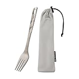 Thous Winds Titanium Fork, Ultralight Camping Fork, Portable Reusable Flatware for Outdoor Backpacking Hiking Picnic Travel, with Storage Bag