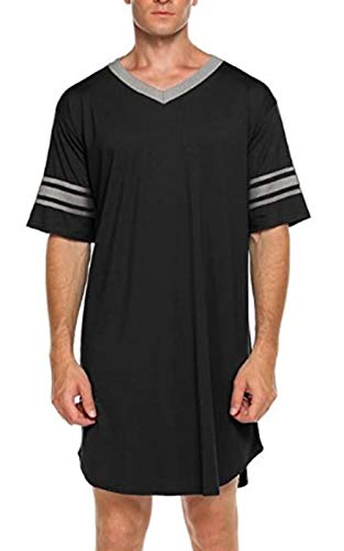 PENGYUYAN Camisolas masculinas para dormir, tecido modal confortável, grande e alta, manga curta, go