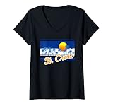 donna st. croix vintage surf style retro spiaggia maglietta con collo a v