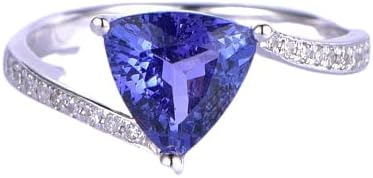 BeBold 1.5ct Trillion Cut Blue Created Tanzanite Swirl with Accents Ring White Gold Plated