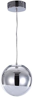 DINGGU Modern Single 1 Light Glass Pendant Kitchen Island Lighting Chrome Finish