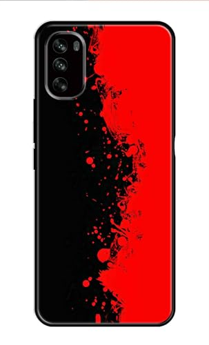 Image of Metal TPU Printed Back Cover for Motorola Moto G62 5G (Red and Black) 360 Degree Protection | Camera Protection -25092024(AH)