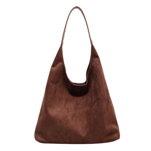 Sac fourre-tout en daim synthétique femme grand sac cabas épaule marron