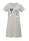 ONOMATO! Peanuts Snoopy Damen Nachthemd-Kleid Schlafshirt, Farbe:Grau, Größe:S
