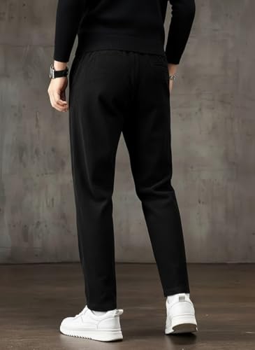 Image of SMOWKLY Men's Ribbed Casual Trousers | Cotton Blend Drawstring Elastic Waist Pants for Men | Comfortable Breathable Lounge Pants | Relaxed Fit Stylish Summer Bottom Wear for Men