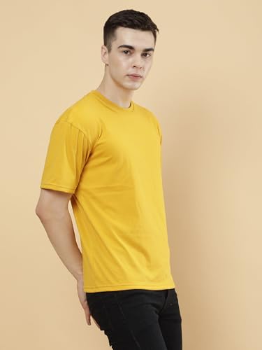 Image of POCKMAN Oversized Fit Mens Round Neck Cotton Blend Half Sleeve Plain T-Shirts.