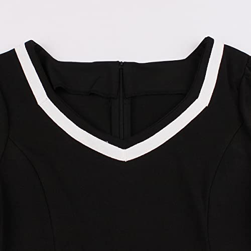 Image of Women 1950s Vintage Short Sleeve Peter Pan Collar Retro Swing A Line Midi Summer Dress Cocktail Party Evening Prom Gown