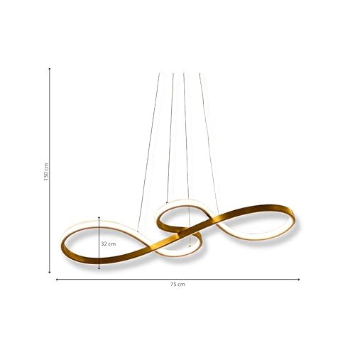 Lustre Pendente de Led Luminária Dourado 3 Cores de luz 75cm 3000k