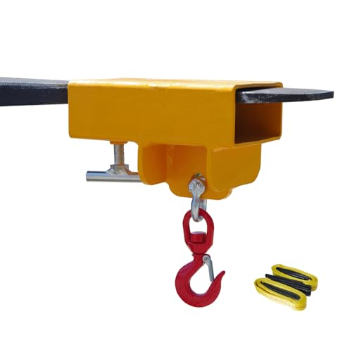 Forklift Lifting Hook Attachment 2200lbs Capacity Single Mobile Forklift Crane with Swivel Hook and Large T-Screw Forklift Lifting Hoist Fork Lifting Hook Device