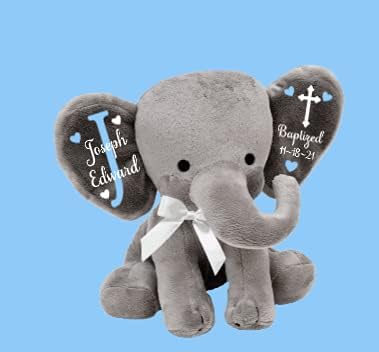 Miniatura 6 de Regalo de bautismo, regalo de bautizo, regalo de ahijado, regalo para padrino, elefante de peluche personalizado (elefante rosa)