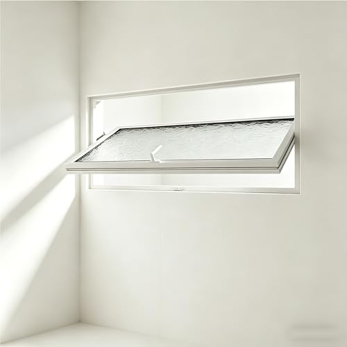 Rotating Privacy Basement Window Ventilation & Natural Light, Aluminum Alloy Frame for Bathroom, Shower, Shed, Garage, Toilet(White,WxH 39x14in/98x35cm)
