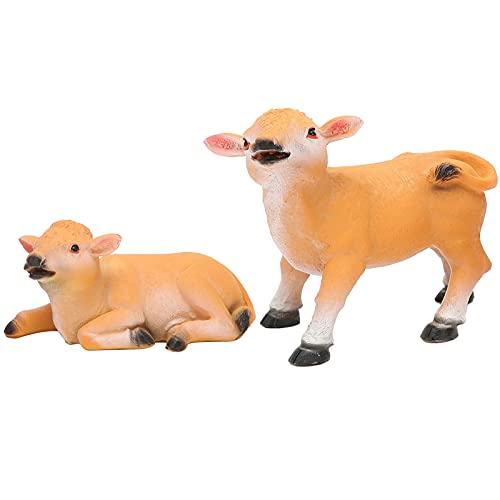 Estatua Decorativa de Pantorrilla, Chucherías Divertidas, Modelo Animal Decorativo para Maceta, Paisajismo, Adornos para Habitación de Escritorio, Regalos, 2 Uds.
