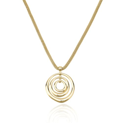 Mikovivi Collar Grueso Dorado para Mujer, Colgante Espiral Collar con Triple Círculo Encanto Joyería Boho Accesorio Regalo