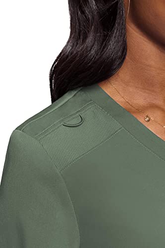 Med Couture Touch Women’s Chest Pocket Tuck In Top, Olive, Medium #TOP2