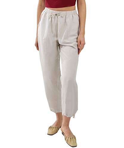 Amazhiyu Womens Linen High Waist Pencil Pants with Pockets Drawstring Trousers2