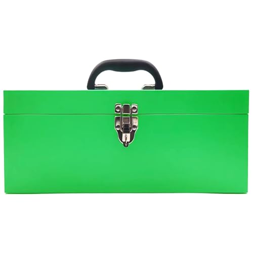 Metal Toolbox Portable Locking Tool Box Metal Took box Tool Box Organizer Toll Box Tool Kit for Women Tool Organizers with Latch-Green