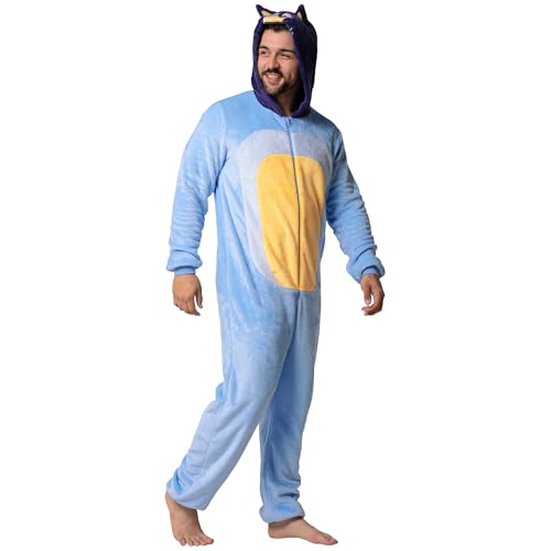 BlueY Onesie Herren, Bandit Erwachsene Onesie, Schlafanzug Herren, Blau XL
