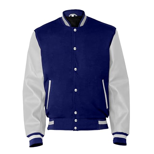 Image of Baseball Wool Letterman Varsity Faux Leather Sleeve For Men | Wool Varsity Bomber Jacket