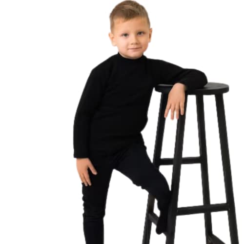 Camiseta Suplex Peluciado Preto Blusa de Frio Infantil Térmica Segunda Pele Menina Menino Cor:preto;