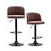 chairus Taburete Bar Juego de 2 de Cuero PU Altura Ajustable Taburete de Mostrador Reposapiés Giratorios de 360° Sillas Alto Comedor para Cocina (Marrón)