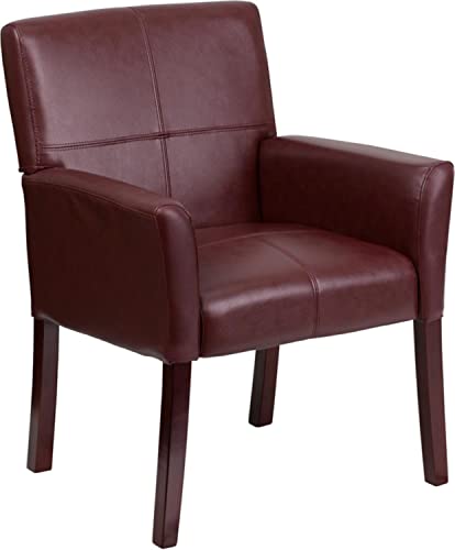 Flash Furniture BT-353-BURG-GG Taylor Burgundy Leathersoft Executive Side Reception Chair With Mahogany Legs cover