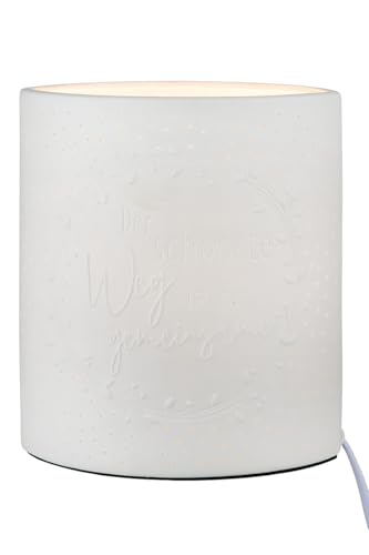 GILDE Tischleuchte Der schönste Weg Porzellan weiß Höhe 20,5 cm Beleuchtung Dekoration Wohnaccessoire Lampe - Geschenk Hochzeit