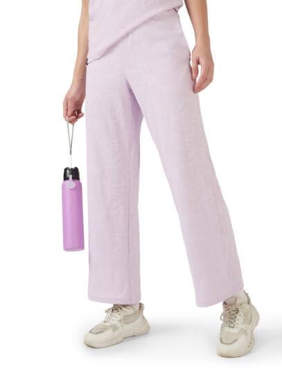 Image of TECHNOSPORT Women Textured Straight Fit Trackpants for Casual Wear, Travel Wear, Gym Wear