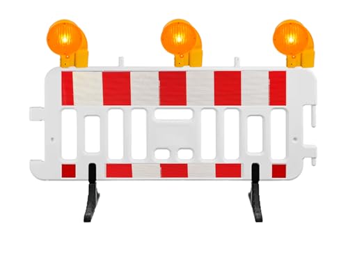 Preisvergleich Produktbild UvV 2m Absperrgitter WEMAS inkl. drehbarer Füße Lampenstutzen als Straßensperre (Teilsperrung) (Teilsperrung ohne Logo, Folie RA2)