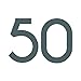 Zahlenaufkleber Nummer 50, silber, 20cm (200mm) hoch, Aufkleber mit Zahlen in vielen Farben + Höhen, wetterfest