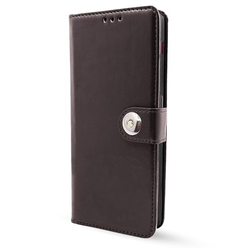 Image of Pikkme Samsung Galaxy J4 Plus Flip Cover Leather Finish | Inside TPU with Card Pockets | Wallet Stand and Shock Proof | Complete Protection Button Flip Case (Coffee)