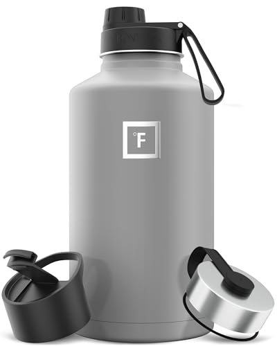Image of IRON FLASK Camping & Hiking Hydration Flask with Spout, Wide Mouth Insulated Stainless Steel Sports Water Bottle - 64 oz Graphite