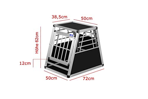 ALPUNA Transportbox N18 – Aluminium Hundebox 72×50×62 cm – Auto Hundebox mit Notausstieg, sicherer Hundetransport im Kofferraum