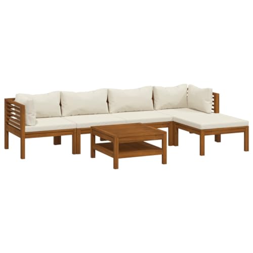 Boltkex Garden Lounge Set Cream Solid Acacia Wood 6 Piece