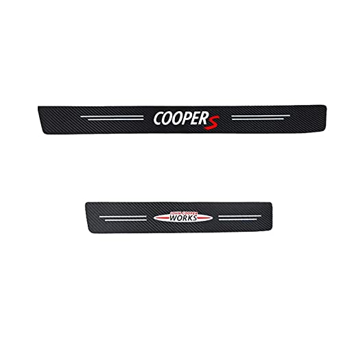 MKPMRAT 4 Piezas Fibra de Carbon Protector Umbral Puerta, para Mini Coopers R56 R50 R51 R52 R53 R52 R55 R57 R58 R59 R60, Coche Decoración Estribos Pegatina Antiarañazos Protección de Umbral de Pedal Cover