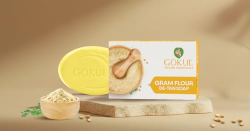 Image of GOKUL Gram Flour | Skin Brightening, Dark Spots, Pigmentation & Tan Removal Bathing Soap For Men & Women | 75gm (Pack of 1)