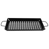 Healifty Bbq Grillkorb Grillpfanne aus Kohlenstoffstahl mit Antihaftbeschichtung für Garten und Feiertagsgrillen Wärmeleitung Rechteckige Grillplatte 30x20cm