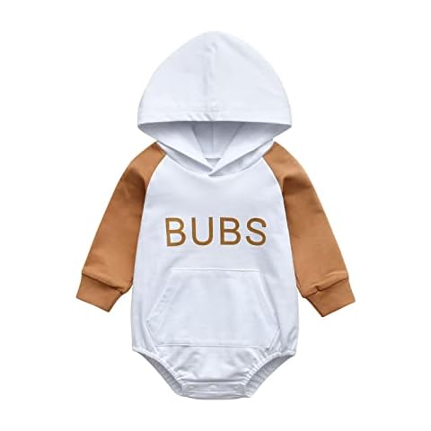 Joureker Infant Baby Boys Girls Hoodie Sweatshirt Romper Long Sleeve Bodyusuit Oversized Tops, White, 6-9 Months Cover
