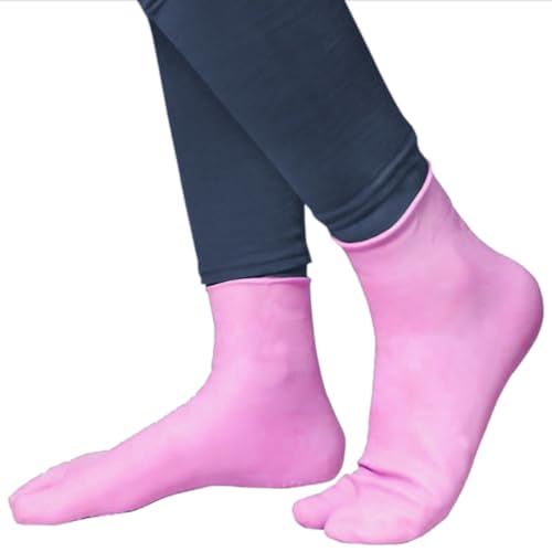 MEDIBAR Waterproof Rubber Socks: Pain Relief for Men and Women, Anti-Crack Gel Heel Ankle Length and Foot Protector Moisturising Socks for Foot Care(Small in size)(5-6) (Pink) Pack Of 1