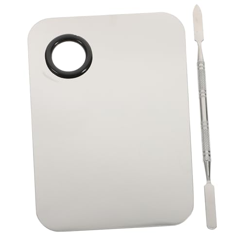 Palette maquillage inox spatule mixeur pour fond de teint et cosmétiques argentés
