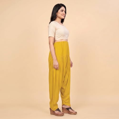 Image of FASHION GALLERY Women's Rayon Relaxed Fit Patiala Salwar with Full Length Drawstring Closure Type and Flexible Waist | Patiala Pant for Woman Free Size Fit Upto XXL