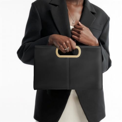 VESONNY Clutch Purse for Women, Evening Purse Quality PU Leather Bag for Dates, Proms, Cocktail Parties and Weddings (Black)