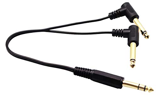 zdyCGTime Kabel audio Y 6,35 mm do 2 * 6,35 mm, pozłacany 90 stopni 1/4" 6,35 mm męski TRS stereo do 2 (podwójny) 6,35 mm 1/4" męski TS Mono kąt prosty Y kabel audio (30 cm/12