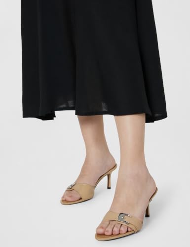 Image of Amazon Brand - Symbol Women's V-Neck Midi Dress | Ruched Waist, Puff Sleeves, A-Line Flared (Available in Plus Sizes)